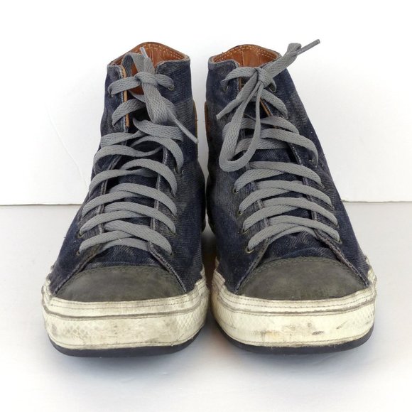 Converse Premium Post Hi Top Sneakers Women 9 Denim Blue Gray Stripes 139906C - Picture 2 of 15